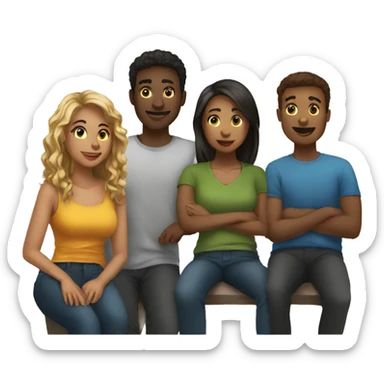 Group of young people having a discussion online sticker