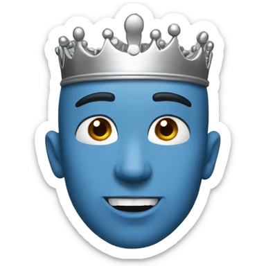 Man no Hair blue skin drooling and a Crown sticker