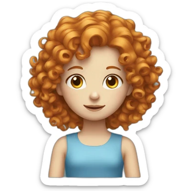 Long curly haired ginger girl with blue eyes sticker