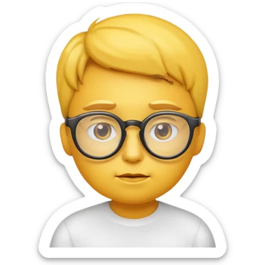 yellow emoji wearing glasses and thinking not smiling- not a person. Just an emoji sticker