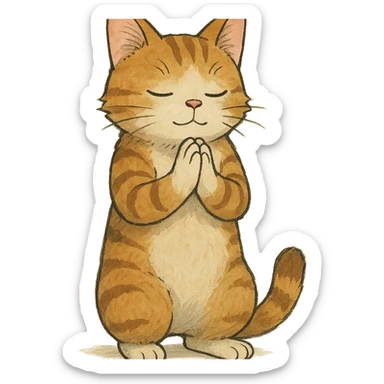 ghibli style cat praying sticker
