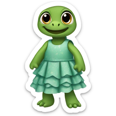 A turtle wearing a dress sticker