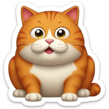Red fat cat pooping sticker