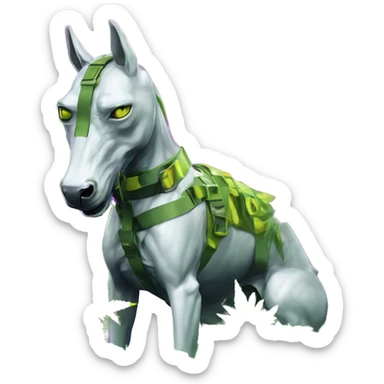 420 .Zombie_ Vaporwave black holographic oilslick zombie unicorn dog smoking yellow caution tape hemp leaves Pegasus hemp plants sticker