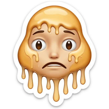 una faccina che si scioglie insinee a un liquido bianco sticker