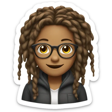 smiling girl with glasses and locs sticker