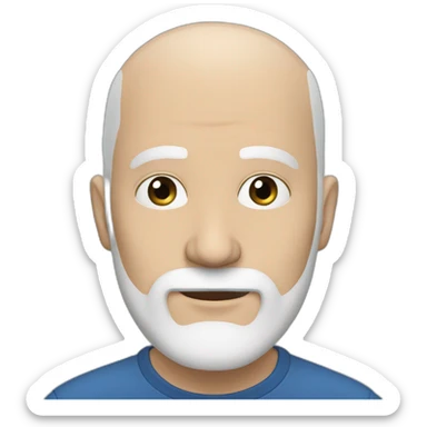 fifty white Man short white beard bald blue eyes  sticker