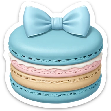 sage blue macaron with white bow sticker
