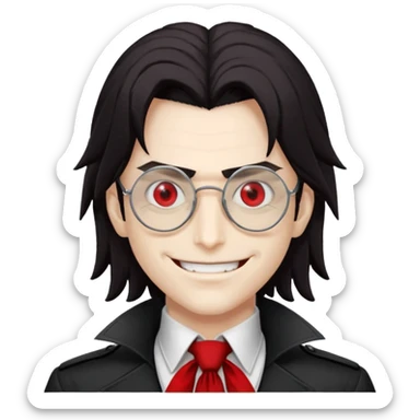 Alucard from Hellsing grinning with his signature glasses on sticker