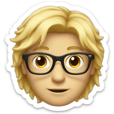 garçon avec des cheveux long blond des yeux bleux et des lunette noir sticker
