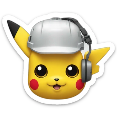 Pikachu con casco blanco de ingeniero sticker