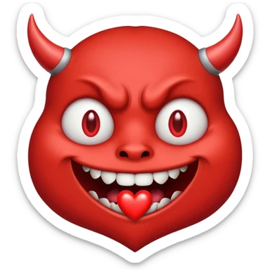 Devil's face? With heart-shaped eyes. An open, drooling mouth. style amoureux  sticker