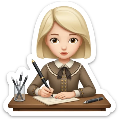 a girl is Writing in a Paper in a vintage outfit sticker