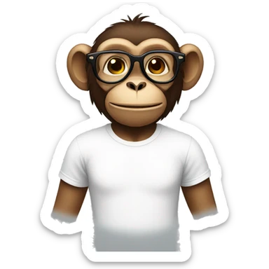 a monkey with glasses wearing a white t-shirt sticker