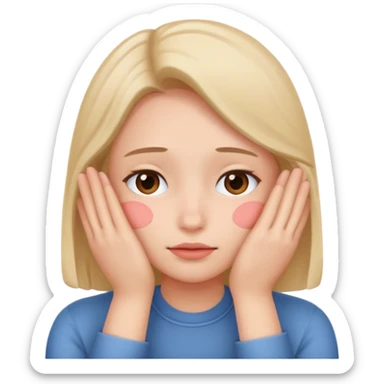 Standard smiley emoji blushing and hiding face with hands sticker