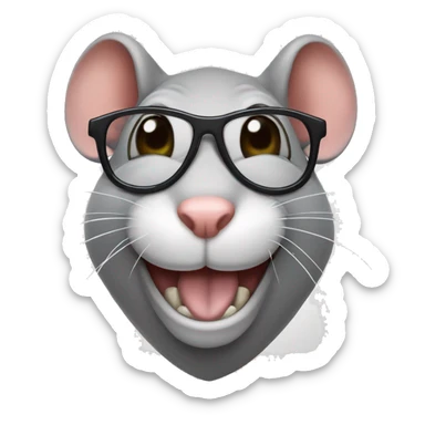 Head of a rat with glasses and a smile with 2 tooth  sticker