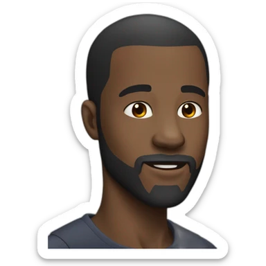 wide jaw black man with short hair and french beard sticker