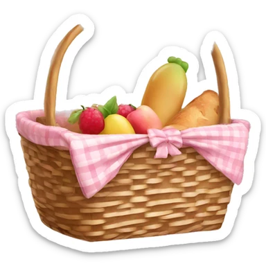 Picnic  basket in light pink bow sticker