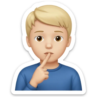 boy asking for silence sticker