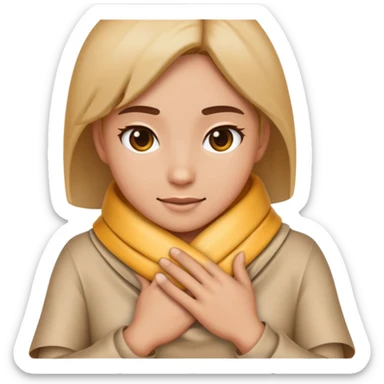emoji using hands to wrap around neck  sticker
