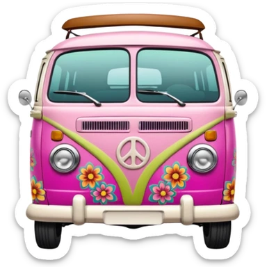 Pink and brown hippie mini van sticker