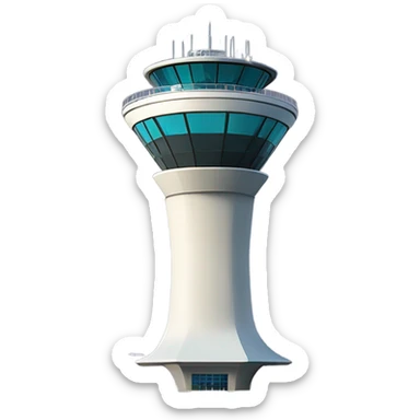 modern air traffic control tower, full size realistic sticker