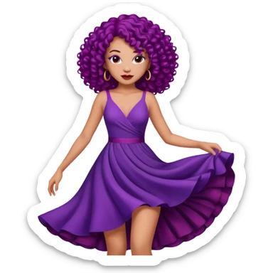 Fashion Model with Purple Curls, red dress sticker