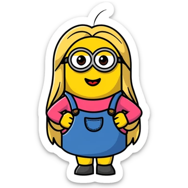 female minion with long blonde hair and lipstick sticker