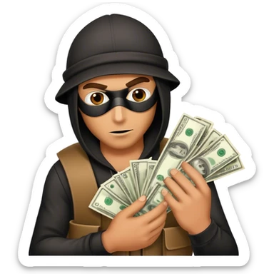 robber with money stash sticker