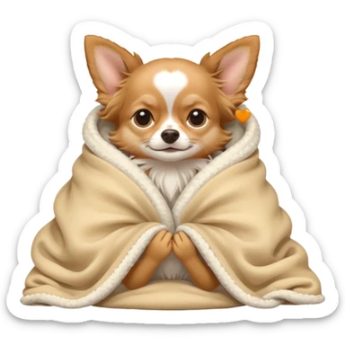 Long haired chihuahua, beige, without white variations on head! Add white on chest and white socks, sleeping cutely under blanket sticker