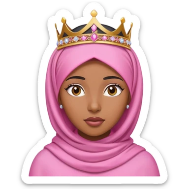 Black girl caramel skin wearing pink hijab and a tiara on top of her head sticker