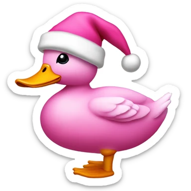 Pink Duck wearing a Santa hat with a bow on it sticker