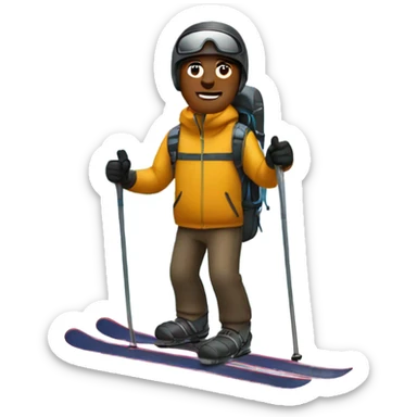 Men with ski in the forest sticker