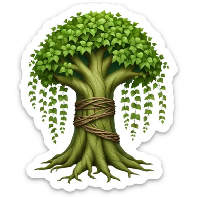 Tree with vines wrapped around trunk, ivy entwined tree sticker