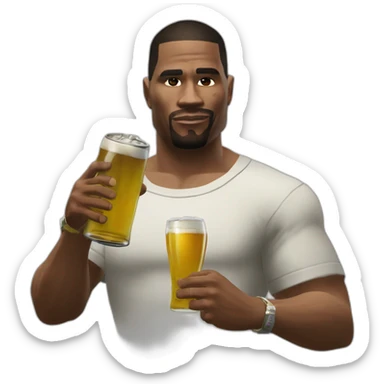 CJ de gta San Andreas con una cerveza en la mano  sticker