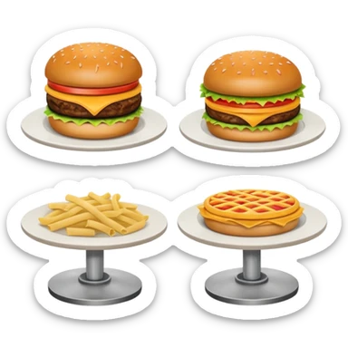 two restaurant tables with meals on them sticker