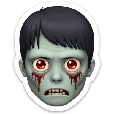 zumbi com franjinha na testa e o cabelo longo liso e preto sticker
