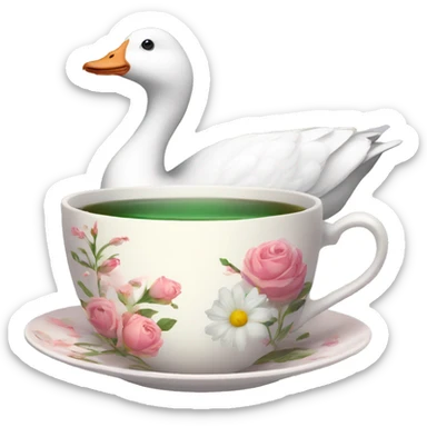 Goose and A cup of floral tea sticker