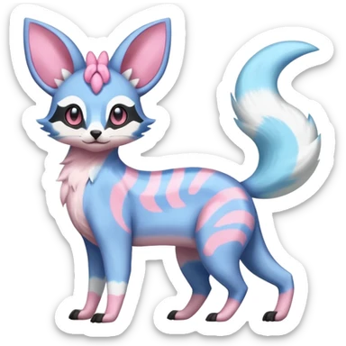 Rare realistic cool cute epic aesthetic colorful Amaura-Sylveon-Civet-Genet-species-Fakemon-hybrid-creature, with markings, full body sticker