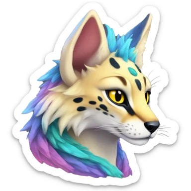 Epic Edgy Colorful ethereal eldritch Sergal-Serval-Fionbri sticker