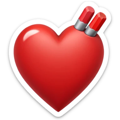 red pencil style draw heart sticker