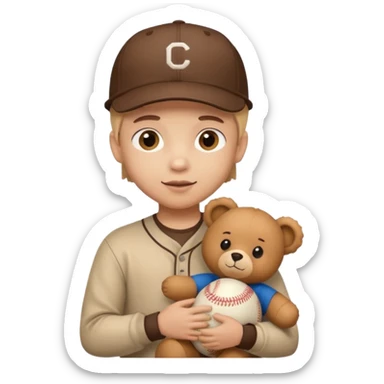 kid wearing hat with teddy bear  sticker