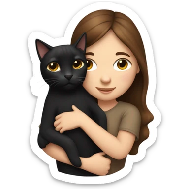 1 brown haired girl snuggling black cat  sticker