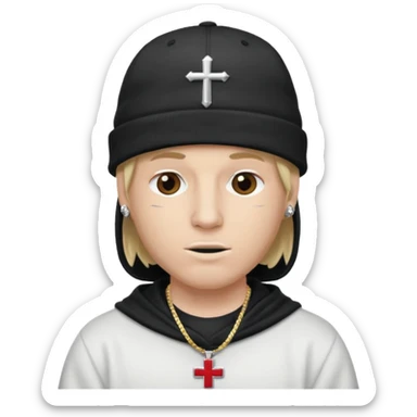 rapper da trắng đội mũ len mlb áo thánh giá đeo khăn trùm mặt sticker