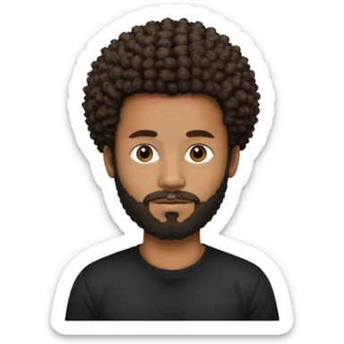 Medium brown skin man with beard and a tiny curly  Afro fade with dark dark brown eyes  sticker