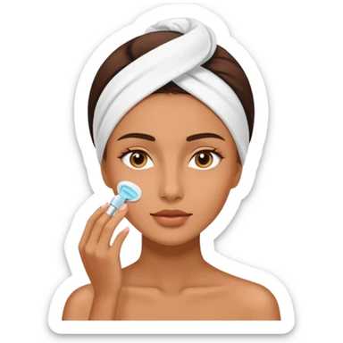 Perempuan lagi skincare (tapi yang lebih ketutup) fokus di muka sticker