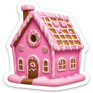 Pink gingerbread house sticker