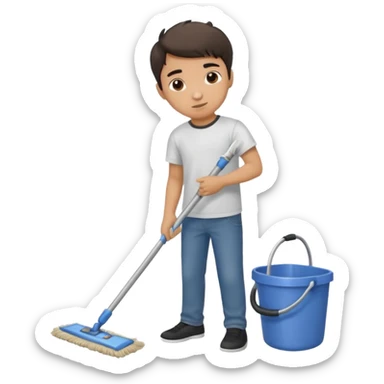 niño trapeando sticker