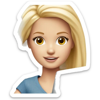 blonde girl Barbie with fair skin with laptop sticker