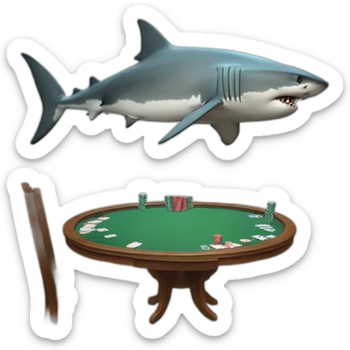 Shark playing poker sat at a table sticker